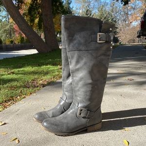 Tall Grey Zip Up Boots